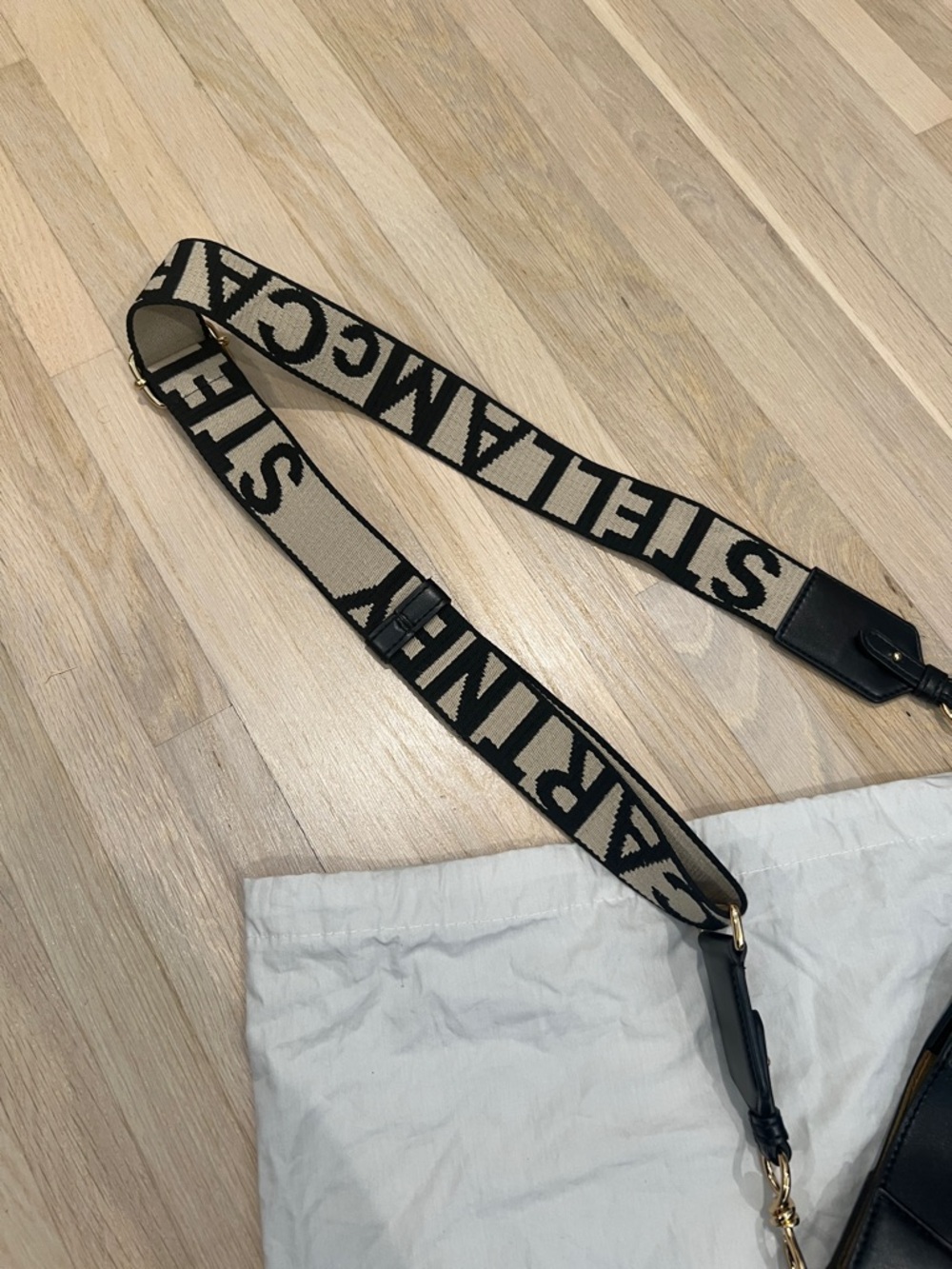 Stella McCartney Black Logo Crossbody Bag with Branded Strap - Picture 7 of 11